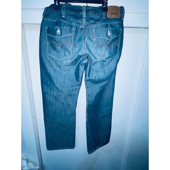 Levis 514 Jeans 38x30 Mens Baggy Y2K Slim Straight Fit Flap Pockets Waxed Denim - Picture 5 of 16